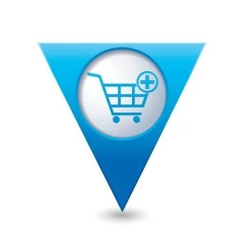 Add to basket BLUE triangular map pointer 스톡 일러스트
