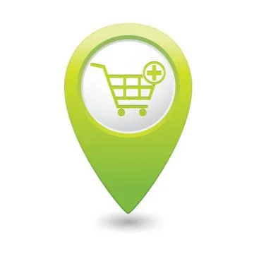 Add to basket GREEN map pointer Illustrazione stock