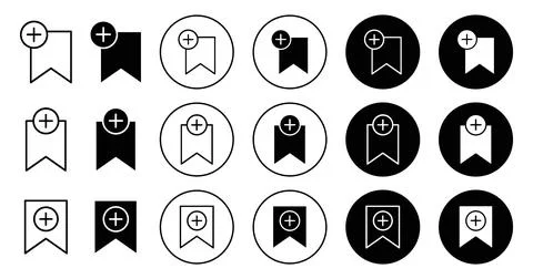Add bookmark icon Outline flat Icon Stock Illustration