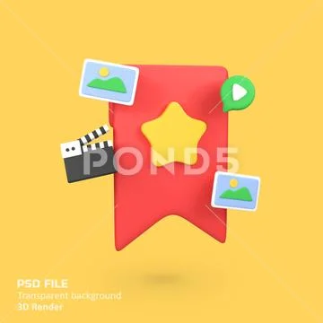 Add bookmark isolated 3d render icon illustration Modello PSD