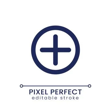 Add button pixel perfect linear ui icon 库存插图
