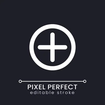 Add button pixel perfect white linear ui icon for dark theme 库存插图
