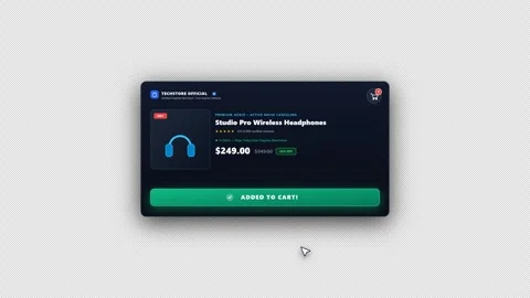Add to Cart Button Click and Shopping Basket Fill Micro-Animation with 4K Alpha Видео 346126472