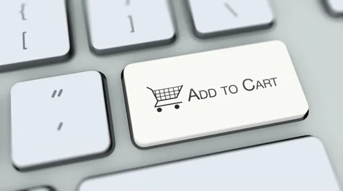 Add to cart button on computer keyboard. Key is pressed Stock Footage 35645612