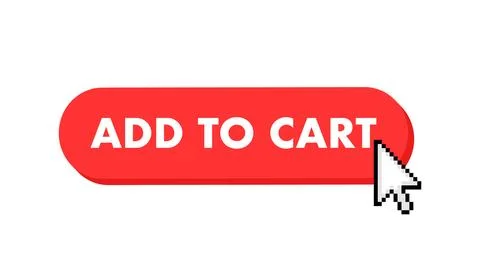 Add to cart button with cursor. Pointer click. Vector web button. Stock Illustration