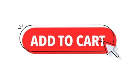 Add to cart button with cursor. Pointer click. Vector web button. Illustrazione stock
