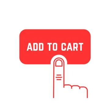 Add to cart button with red thin line palm Stock Illustration