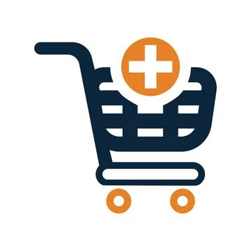 Add cart icon. Simple editable vector isolated on a white background. Stock Illustration