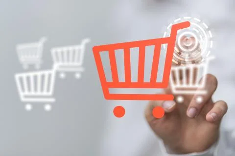 A Add To Cart Internet Web Store Buy Online E-Commerce concept. Foto stock