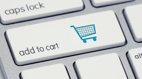 Add to Cart Keyboard Button Blue Cart Icon Stock Illustration