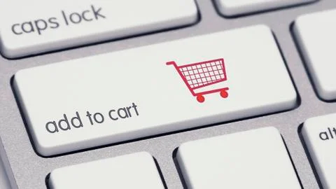 Add to Cart Keyboard Button Red Cart icon Stock Illustration