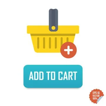 Add to Cart Vector button icon with basket. Isolated buttons for website or.. Stock Illustration