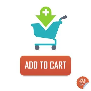 Add to Cart Vector button icon with cart. Isolated buttons for website or m.. Stock Illustration