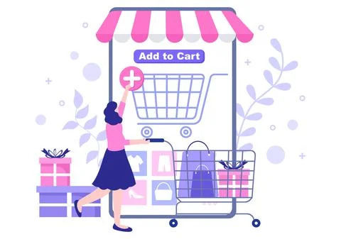 Add To Cart Vector Illustration That Contain List Products, Pictures of Cart  Stock Illustration