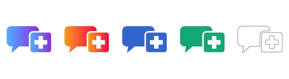 Add Chat Bubble Notification Icons Stock Illustration