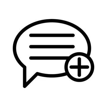 Add chat icon linear logo mark in black and white Stock Illustration