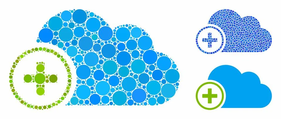 Add Cloud Composition Icon of Circle Dots Stock Illustration