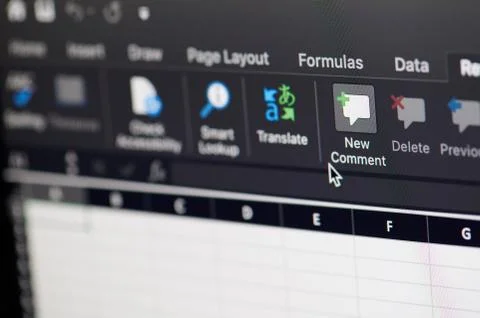 Add coment in microsoft office excel software Foto stock