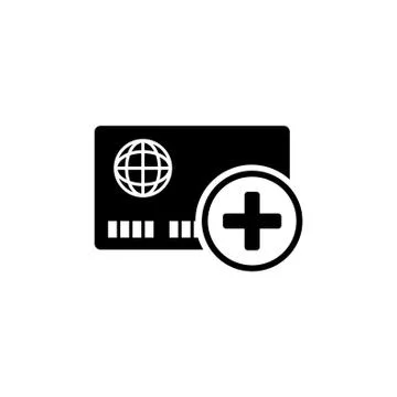 Add Credit Card Flat Vector Icon Stock Illustration