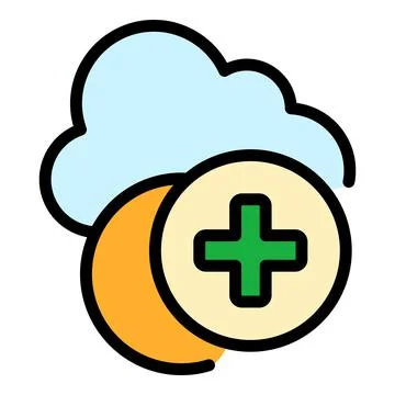 Add data cloud icon color outline vector Illustrazione stock
