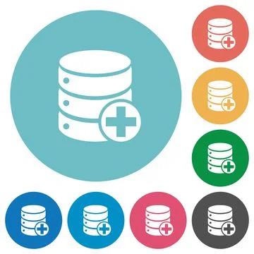 Add to database flat round icons Stock Illustration