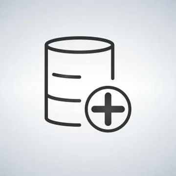 Add to database linear black icon. Vector illustration isolated on modern Stock Illustration