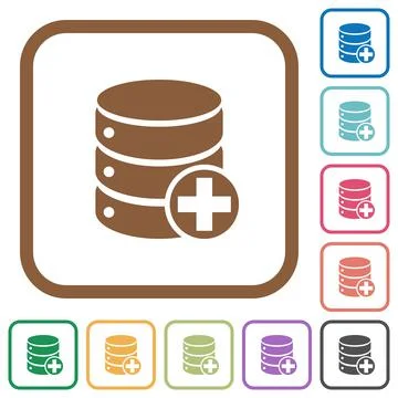 Add to database simple icons Stock Illustration