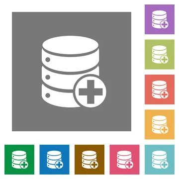 Add to database square flat icons イラスト素材
