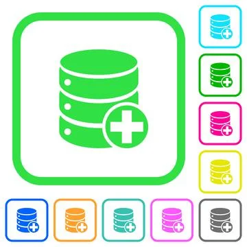 Add to database vivid colored flat icons Stock Illustration