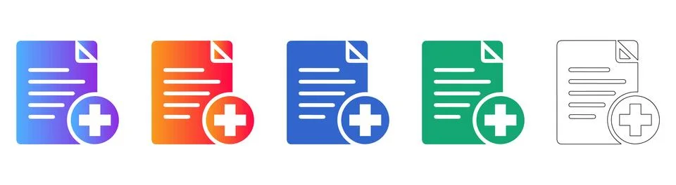 Add Document File Icons Set Plus Sign Gradient and Outline Иллюстрация