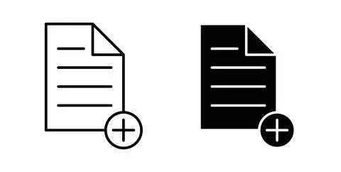 Add document icon in black and white. vector icon pack for websites Stock Illustration