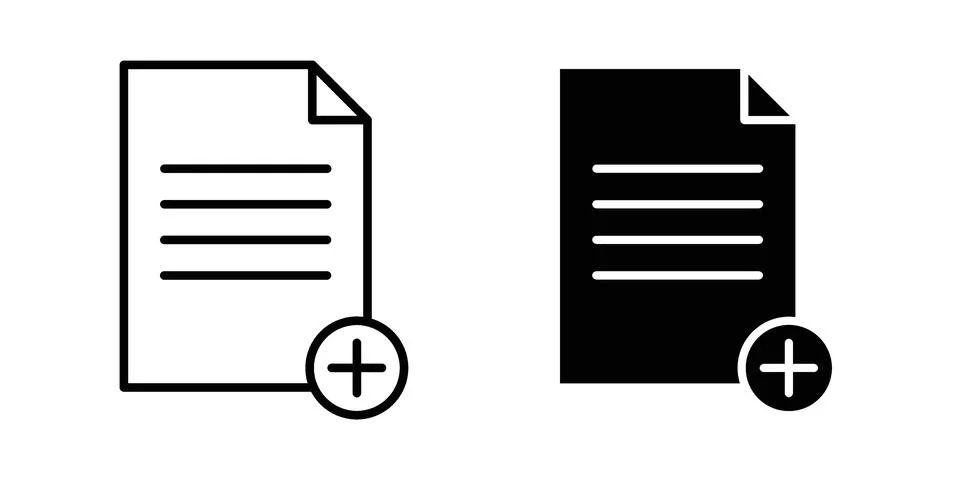 Add document icon black vector isolated on white 库存插图
