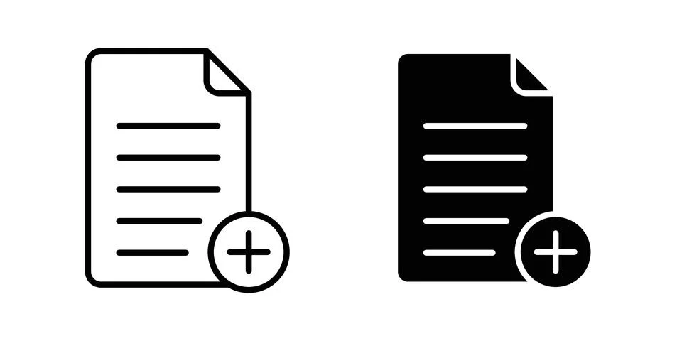 Add document icon logo. Outline style icons with flat versions Stock Illustration