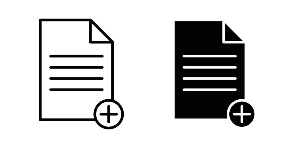 Add document icon. Outline, flat icons 스톡 일러스트