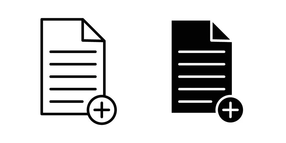 Add document icon. Outline, flat icons 스톡 일러스트