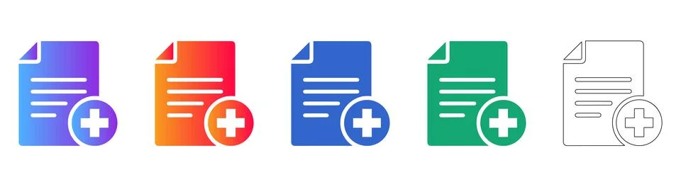 Add Document Icon Set: Creating New Files &amp; Digital Records Stock Illustration