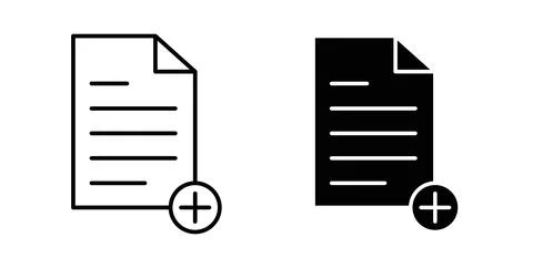 Add document icon symbol, outline icons Stock Illustration