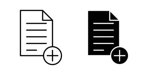 Add document icon symbol, outline icons Stock Illustration