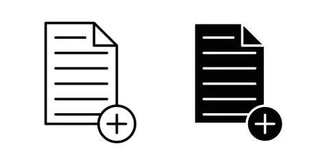 Add document icon symbol. Vector illustration pack in black color. Stock Illustration