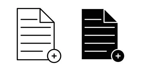 Add document icon symbol. Vector illustration pack in black color. Stock Illustration