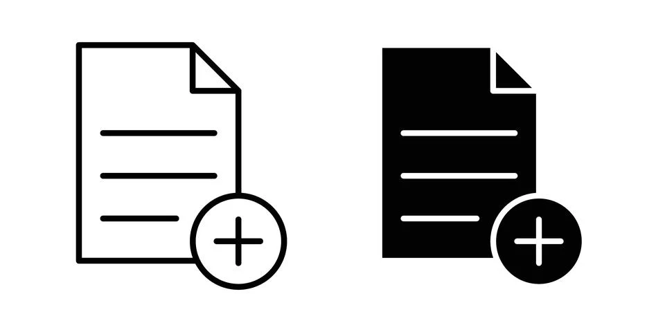 Add document icon thin line and clipart style vector set Stock Illustration