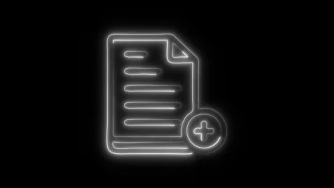 Add Document Outline Icon in HD Video Neon Animation Stock Footage 304555927
