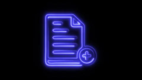 Add Document Outline Icon in HD Video Neon Animation 스톡 동영상 304555931