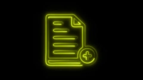 Add Document Outline Icon in HD Video Neon Animation Stock-Footage 304555932