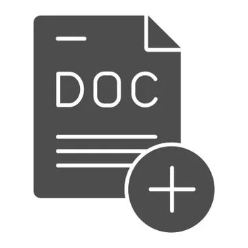 Add document solid icon. File with plus vector illustration isolated on white 스톡 일러스트