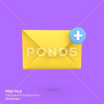 Add email isolated 3d render icon illustration PSD Template