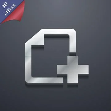 Add File document  icon symbol. 3D style. Trendy, modern design with space fo Stock Illustration