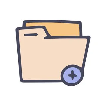 Add to folder color vector doodle simple icon Stock Illustration