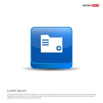 Add Folder icon - 3d Blue Button 스톡 일러스트