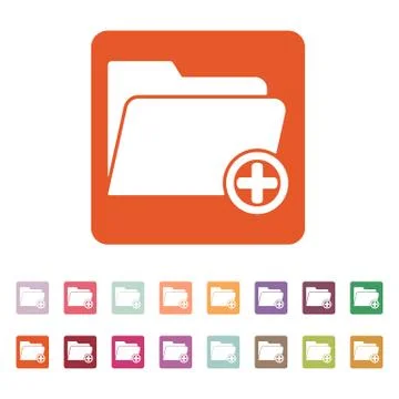 The add to folder icon. Data and directory, archive, storage symbol. Flat 스톡 일러스트